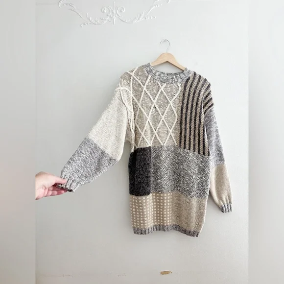 Vintage Patchwork Knit Sweater - Picture 2 of 4